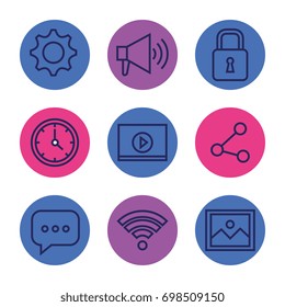 applications web icons set media items