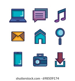 applications web icons set media items