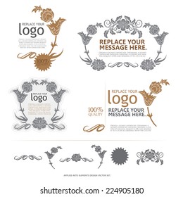 Applied Arts Elements Vector. Lay Out Design Vintage. set flame vector & elements original design.