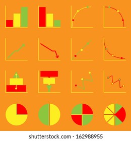 Applied graph color icons set, stock vector