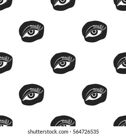 Applied mascara icon in black style isolated on white background. Make up pattern stock vector illustration.