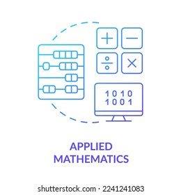 Applied mathematics blue gradient concept icon. Computer science. Machine learning engineer skill abstract idea thin line illustration. Isolated outline drawing. Myriad Pro-Bold font used