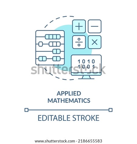 Applied mathematics turquoise concept icon. Machine learning engineer skill abstract idea thin line illustration. Isolated outline drawing. Editable stroke. Arial, Myriad Pro-Bold fonts used