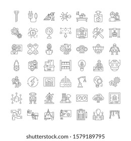 Applied science linear icons, signs, symbols vector line illustration set