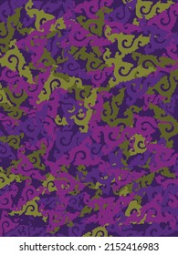 Applied Thai pattern, ground pattern, watermark lines, magenta tone, green color