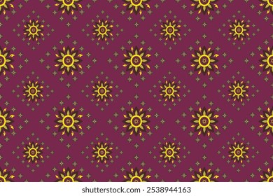 The applied Thai pattern has a complex design with unique and striking colors. The pattern is in the form of a flower. It is suitable for the textile industry, interior decoration, and backdrops.
