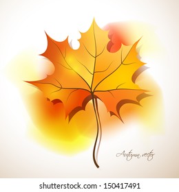 Applique card with autumn maple leaf. vEPS10.