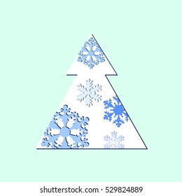 applique Christmas trees on a light background, vector illustration