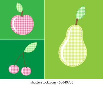 applique fruits and berries of checkered fabric