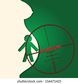 Applique on abortion outline stylized pregnant and her baby. Vector illustration.