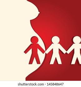 Applique on pregnancy with abstract human figures. Vector illustration.