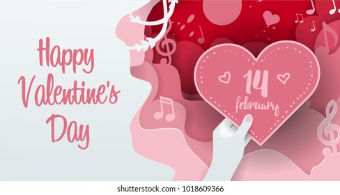 Applique from paper. The 14th of February. Valentine's Day