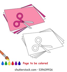 Applique paper and scissors to be colored, the coloring book to educate preschool kids with easy kid educational gaming and primary education of simple game level.