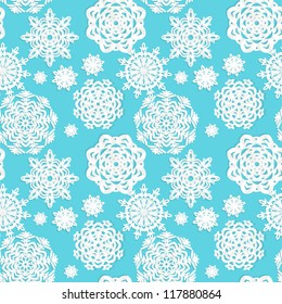 Applique snowflakes Christmas seamless background easy editable color of background