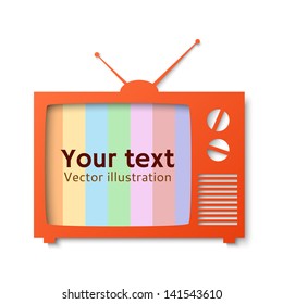 Applique tv set with color frame,isolated on white background. Vector illustration for your design or business presentations