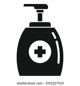 Tragen Sie das Symbol für eine antiseptische Flasche auf. Einfache Illustration von Anwenden einer antiseptischen Flasche, Vektorsymbol für Webdesign einzeln auf weißem Hintergrund
