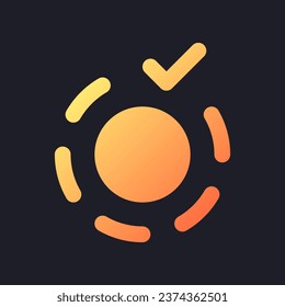 Apply breathe animation effect orange solid gradient ui icon for dark theme. Visual content. Filled pixel perfect symbol on black space. Modern glyph pictogram for web. Isolated vector image