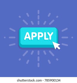 Apply button with cursor in flat design. vector illustration.