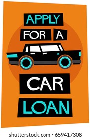 Apply For A Car Loan Poster In Flat Style Retro Design