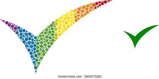 Apply collage icon of filled circles in different sizes and spectrum colored color hues. A dotted LGBT-colored apply for lesbians, gays, bisexuals, and transgenders. Vector icon in LGBT flag colors.
