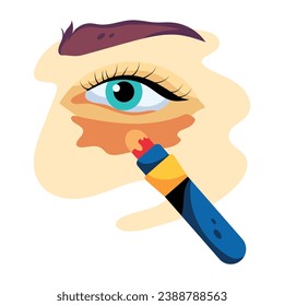 Apply concealer on eye, flat icon 