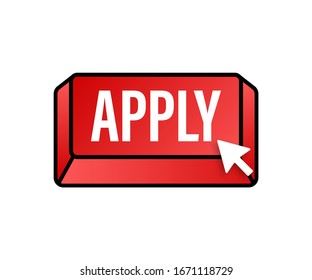 Apply with cursor button. Internet icon. Pointer click icon. Vector stock illustration.