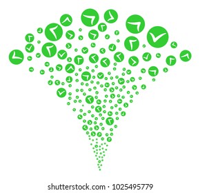 Apply exploding fountain. Vector illustration style is flat iconic symbols. Object fountain done from random pictograms as apply fireworks.