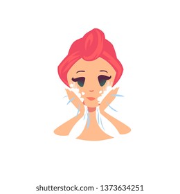 apply facial washing. Isolated illustration