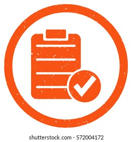 Apply Form grainy textured icon inside circle for overlay watermark stamps. Flat symbol with dirty texture. Circled dotted vector orange ink rubber seal stamp with grunge design on a white background.