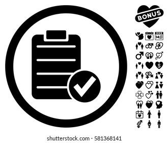 Apply Form icon with bonus romantic pictograph collection. Vector illustration style is flat iconic black symbols on white background.