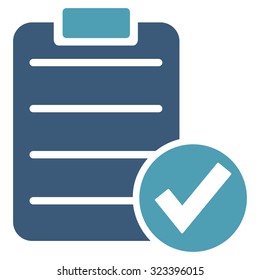 Apply Form vector icon. Style is bicolor flat symbol, cyan and blue colors, rounded angles, white background.