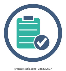 Apply Form vector icon. Style is bicolor flat rounded symbol, cobalt and cyan colors, rounded angles, white background.