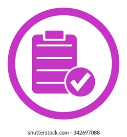 Apply Form vector icon. Style is flat rounded symbol, violet color, rounded angles, white background.