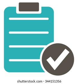 Apply Form vector icon. Style is bicolor flat symbol, grey and cyan colors, rounded angles, white background.