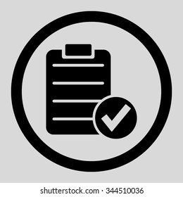 Apply Form vector icon. Style is flat rounded symbol, black color, rounded angles, light gray background.