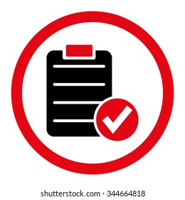 Apply Form vector icon. Style is bicolor flat rounded symbol, intensive red and black colors, rounded angles, white background.