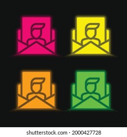 Apply four color glowing neon vector icon