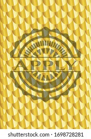 Apply golden badge. Scales pattern. Vector Illustration. Detailed.
