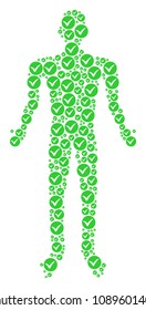 Apply human figure. Vector apply icons are united into man combination.