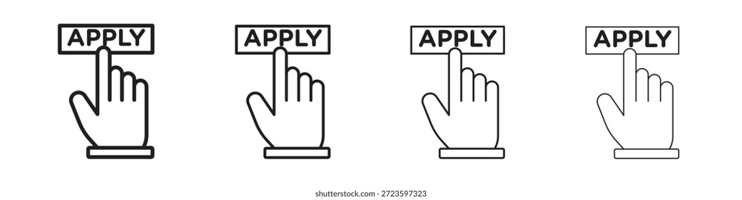 Aplicar iconos de contorno de diseño de Vector negro. Línea con trazo editable.