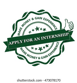 Apply for internship. Make money and Gain experience - grunge sticker / label for employers. Print colors used