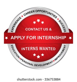 Apply for Internship - red label / icon. Red Stamp/ button for Internship recruitment. CMYK colors, so can be used also for print.