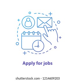 Apply for job concept icon. Work searching idea thin line illustration. Employment. Job application letter. Vector isolated outline drawing