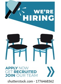 Apply For Job Recruitment Vacancy Hiring Vector Chairs Poster Design 