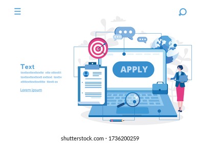 Apply job, search job, hiring. recruitment. Vector illustration for web banner, infographics, mobile. 