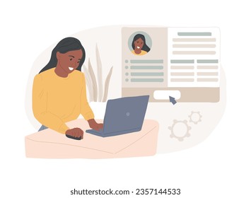 Aplicar para trabajos aislados de ilustración vectorial de concepto. botón de aplicación de trabajo, sitio web de servicio de recursos humanos, barra de menús, contratación, carrera inicial, página web de la empresa, aplicar en línea, enviar CV, concepto de vector de interfaz de usuario.