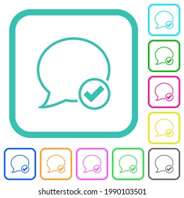 Aplicar iconos planos de esquema de mensaje de color intenso en bordes curvados sobre fondo blanco