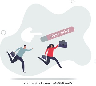 Apply new job online, career opportunity or employment vacancy, job application or opening position concept.flat design.illustration with people.