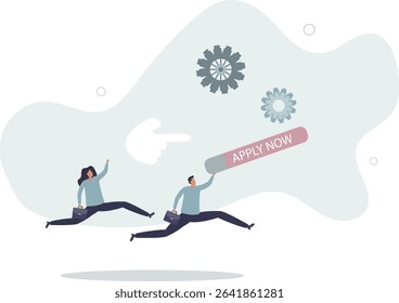 Apply new job online, career opportunity or employment vacancy, job application or opening position concept. character life .
