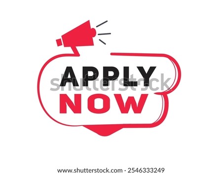 Apply now badge, label icon flat style isolated for Advertising, Promo, banner vector template or web element.